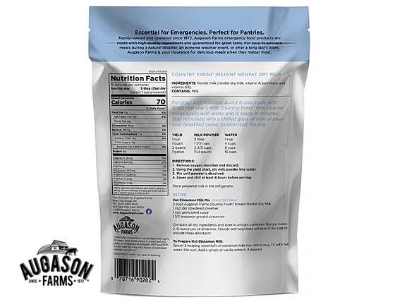 Augason Farms: Country Fresh 100% Real Instant Nonfat Dry Milk Pouch